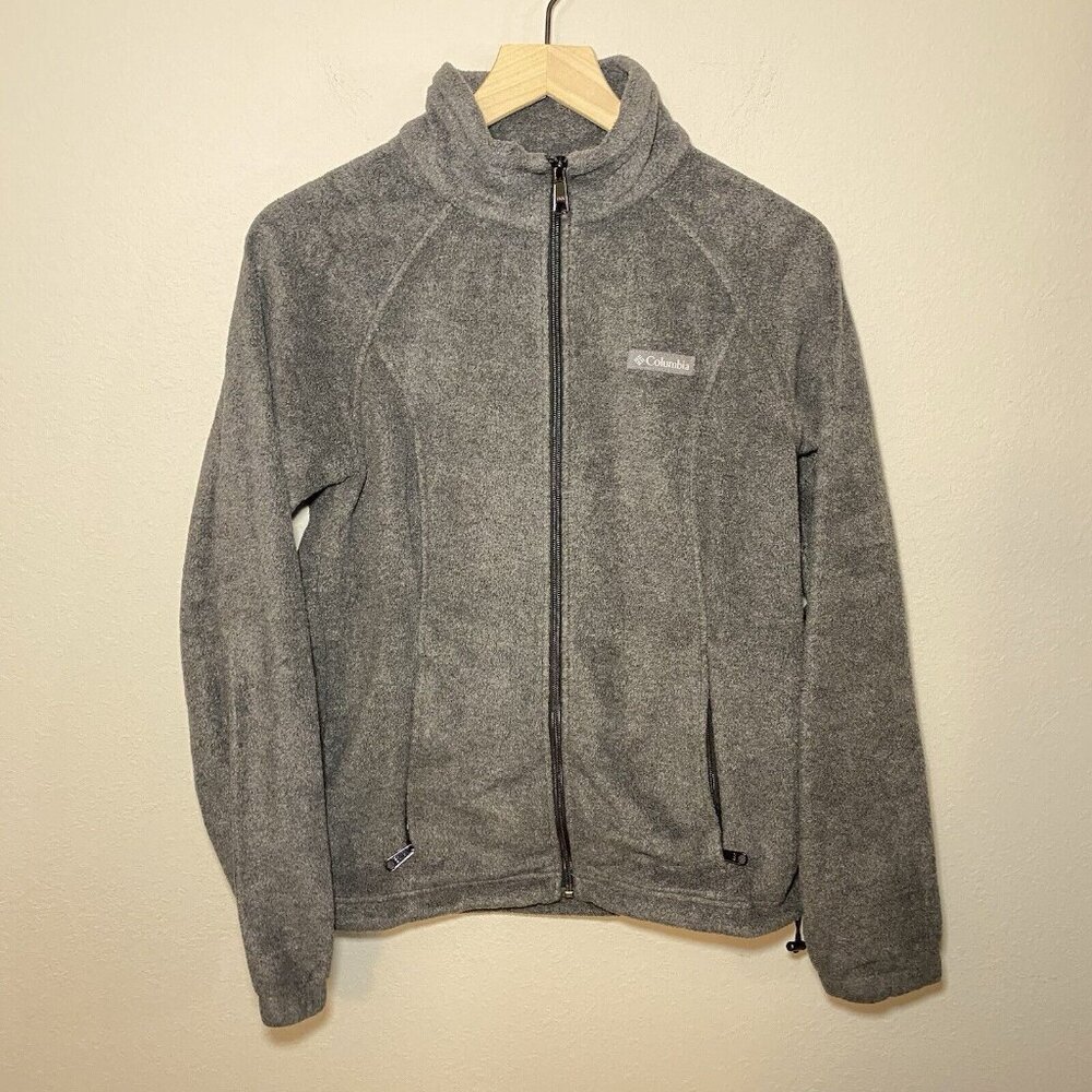 Columbia Jacket Women Medium Gray Fleece Sweater Coat Layer Full Zip Ladies